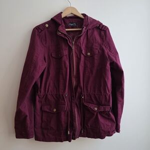 Rue21 Burgundy Utility Jacket Size L Y2K Indie Soft Grunge Anorak Military 90s